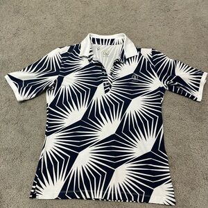 Bogner Navy and White Graphic Polo Shirt women’s medium short sleeve golf